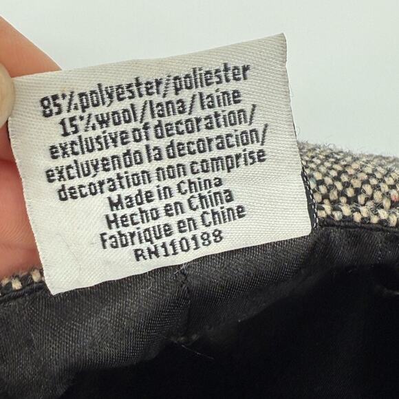 Vtg Y2K Nine West Newsboy Hat Tweed Cap Retro Wool Blend Buckle Detail Preppy - Picture 7 of 10